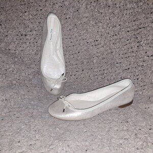 MASSIMO DUTTI-Gold Metallic Brushed Leather Ballet Flats-Sz 38-Excellent